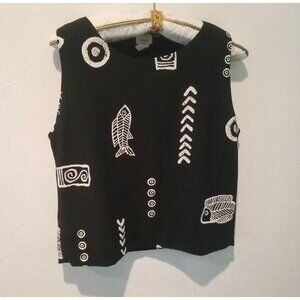La Bonita Womens Sleeveless Casual Tank Top Fish Under The Sea Graphic Black USA